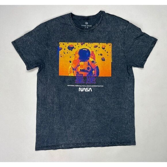Hyper Space NASA Graphic T-shirt Men Large Black Short Sleeve - Picture 1 of 5